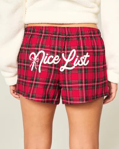 Hollister Flannel Boxer Shorts In Neutral