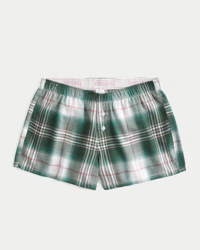 Hollister Flannel Boxer Shorts In Green