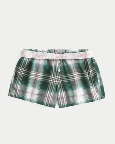 Hollister Flannel Boxer Shorts In Green