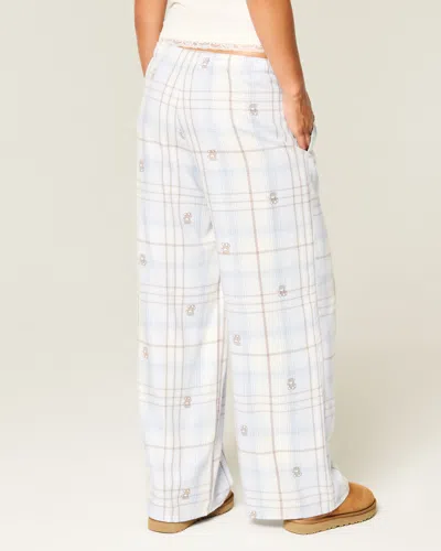 Hollister Baggy Flannel Pants In Blue