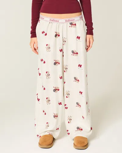 Hollister Baggy Flannel Pants In White