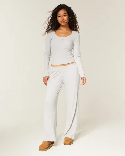 Hollister Always Cozy Rib Henley & Wide-leg Pants Set In White
