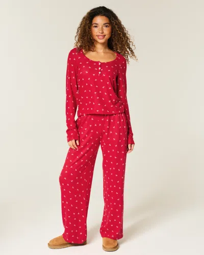 Hollister Always Cozy Henley & Wide-leg Pants Set In Red