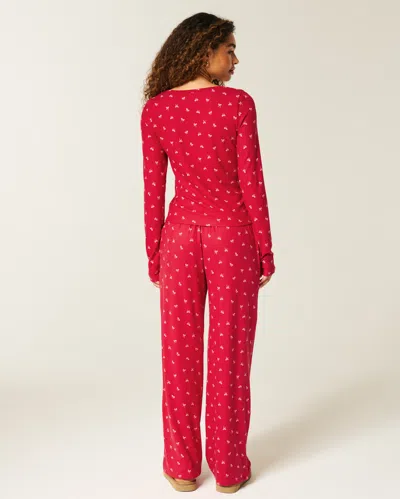 Hollister Always Cozy Henley & Wide-leg Pants Set In Red