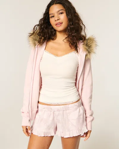 Hollister Flannel Ruffle Shorts In Pink