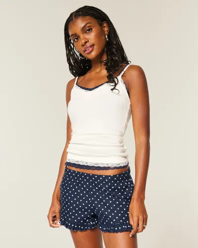 Hollister Flannel Ruffle Shorts In Blue