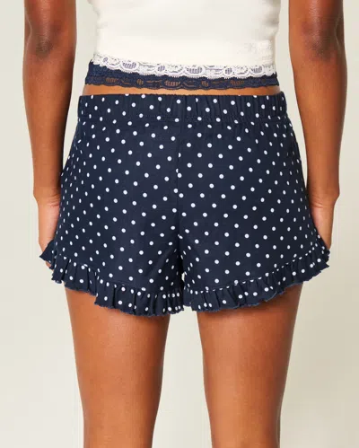 Hollister Flannel Ruffle Shorts In Blue