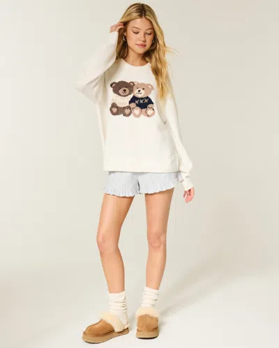 Hollister Flannel Ruffle Shorts In White