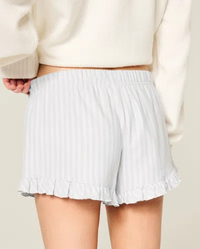 Hollister Flannel Ruffle Shorts In White