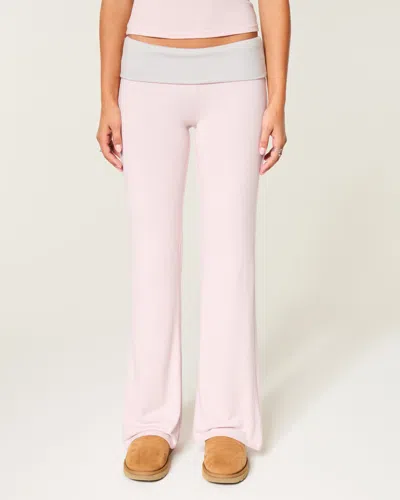 Hollister Always Cozy Knit Foldover Waist Flare Pants In Pink