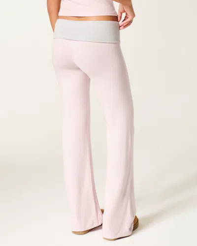 Hollister Always Cozy Knit Foldover Waist Flare Pants In Pink