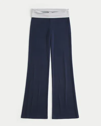 Hollister Always Cozy Knit Foldover Waist Flare Pants In Blue