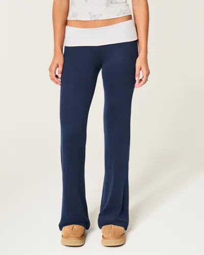 Hollister Always Cozy Knit Foldover Waist Flare Pants In Blue