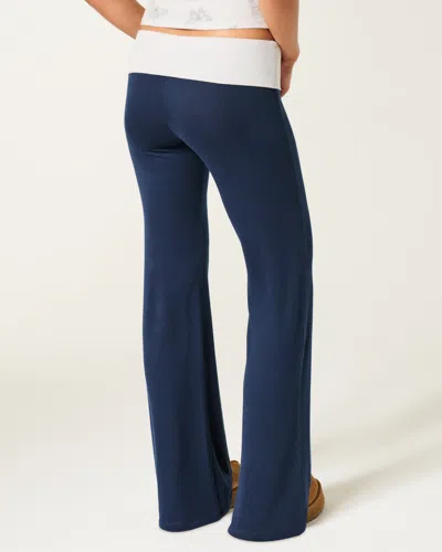 Hollister Always Cozy Knit Foldover Waist Flare Pants In Blue