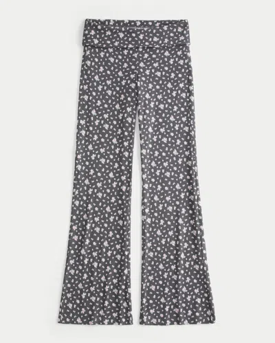 Hollister Always Cozy Knit Foldover Waist Flare Pants In Gray