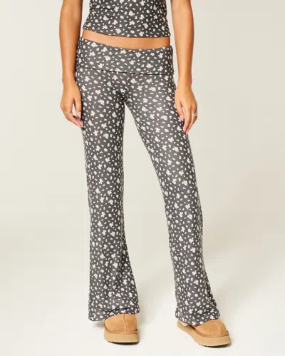 Hollister Always Cozy Knit Foldover Waist Flare Pants In Gray