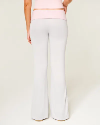 Hollister Always Cozy Knit Foldover Waist Flare Pants In Gray