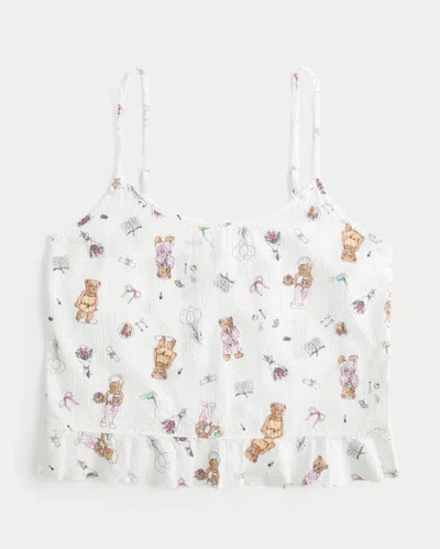 Hollister Ruffle Seersucker Sleep Tank In Neutral