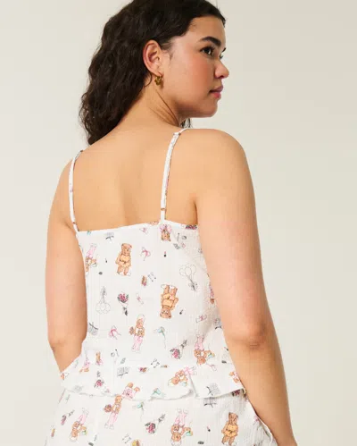 Hollister Ruffle Seersucker Sleep Tank In Neutral