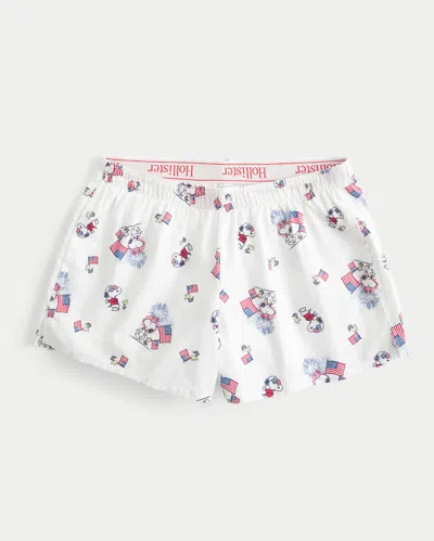 Hollister Snoopy Graphic Boxer Shorts In White