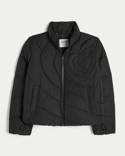 Hollister Quilted Heart Zip-up Puffer Jacket
