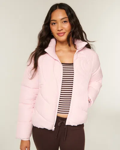 Hollister Quilted Heart Zip-up Puffer Jacket