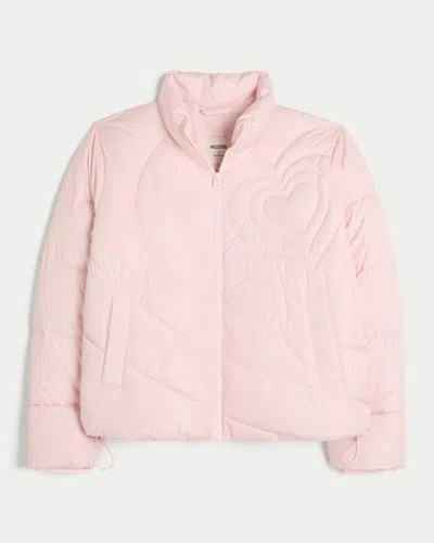 Hollister Quilted Heart Zip-up Puffer Jacket