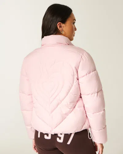 Hollister Quilted Heart Zip-up Puffer Jacket