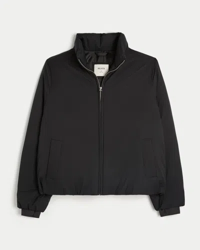 Hollister Zip-up Puffer Jacket In Black