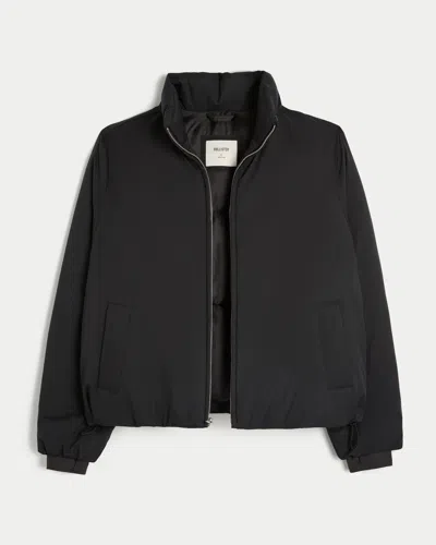 Hollister Zip-up Puffer Jacket In Black