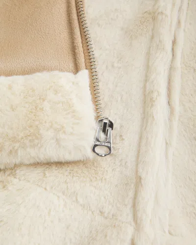Hollister Faux Fur-lined Faux Shearling Hoodie Jacket In Neutral