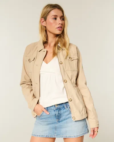 Hollister Twill Y2k Military Jacket In Neutral