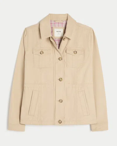 Hollister Twill Y2k Military Jacket In Neutral