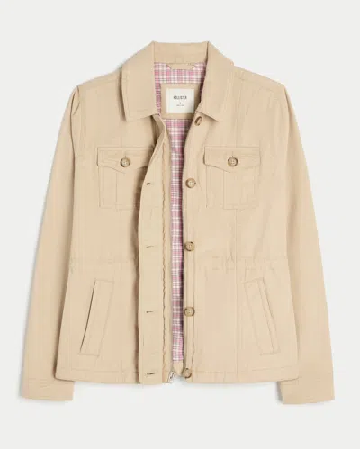 Hollister Twill Y2k Military Jacket In Neutral