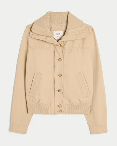 Hollister Bomber Jacket In Neutral