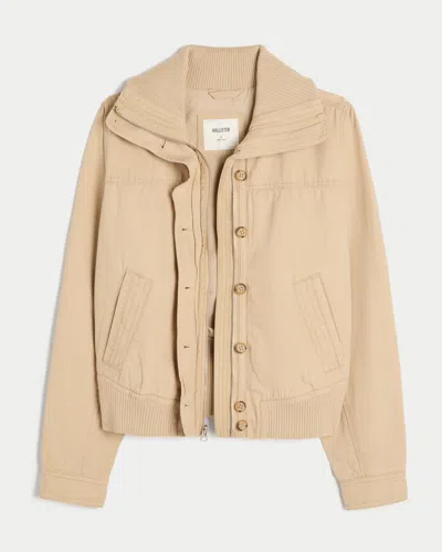 Hollister Bomber Jacket In Neutral