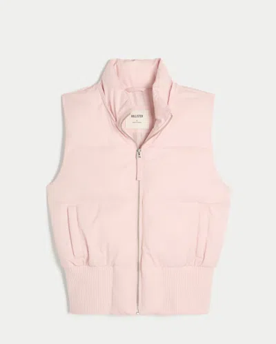 Hollister Faux Fur Trim Hooded Y2k Vest In Pink