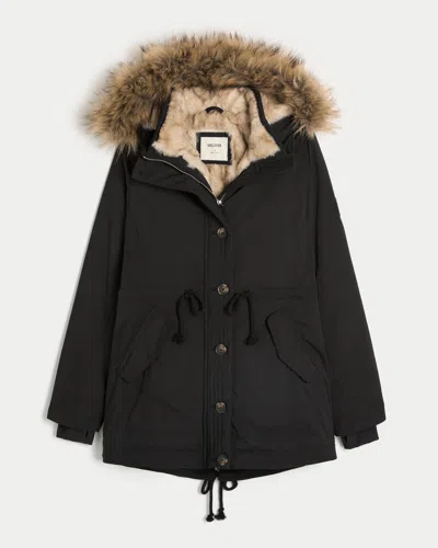 Hollister Faux Fur-lined Parka In Black