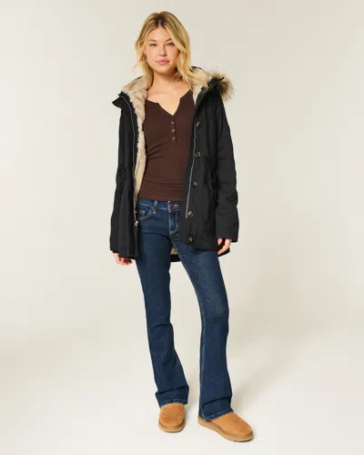 Hollister Faux Fur-lined Parka In Black
