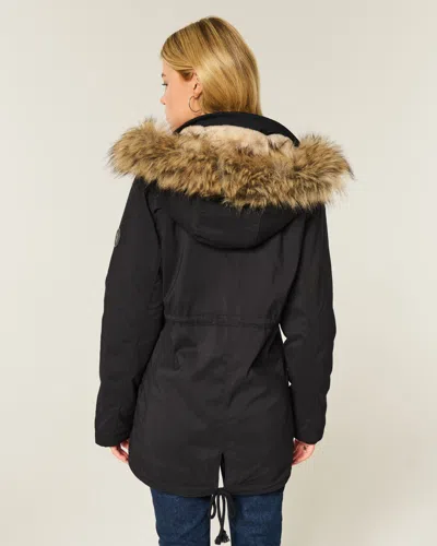 Hollister Faux Fur-lined Parka In Black