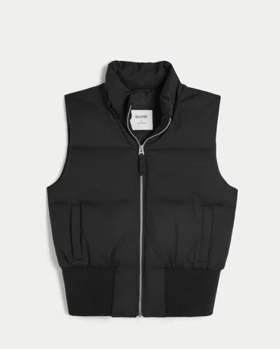 Hollister Faux Fur Trim Hooded Y2k Vest In Black
