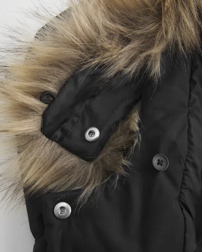 Hollister Faux Fur Trim Hooded Y2k Vest In Black