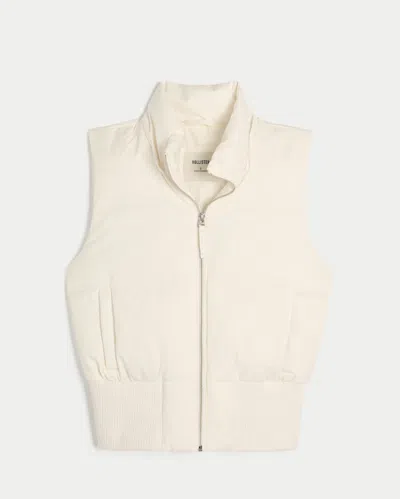 Hollister Faux Fur Trim Hooded Y2k Vest In White