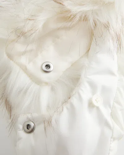 Hollister Faux Fur Trim Hooded Y2k Vest In White