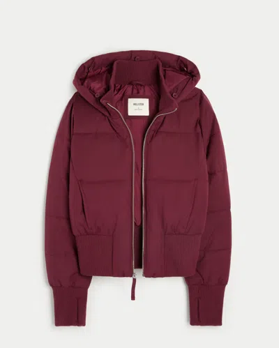 Hollister Faux Fur Trim Puffer Bomber Jacket
