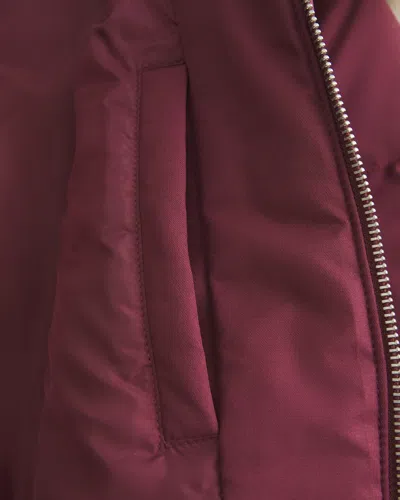 Hollister Faux Fur Trim Puffer Bomber Jacket