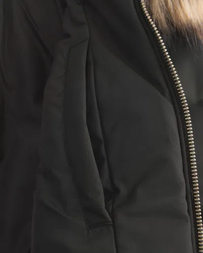 Hollister Faux Fur Trim Puffer Bomber Jacket In Black