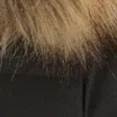 Hollister Faux Fur Trim Puffer Bomber Jacket In Black