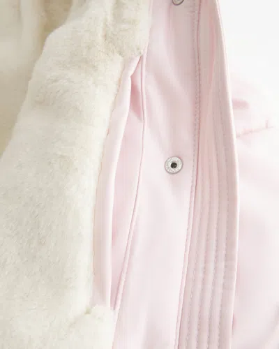 Hollister Faux Fur-lined All-weather Puffer Jacket In Pink