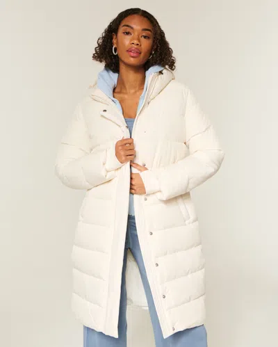 Hollister Longline Puffer Parka In Neutral